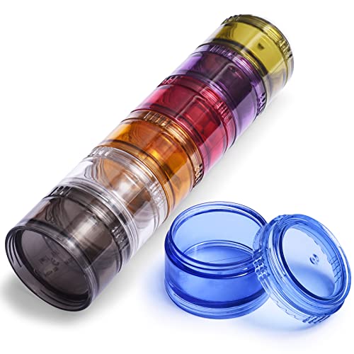 Molirex Pastillero Semanal 7 Dias, Pastillero Diario con 7 Compartimentos, Organizador de Pastillas para Viaje para Medicamentos, Vitaminas, Suplementos, Aceite de Pescado (Multicolor)