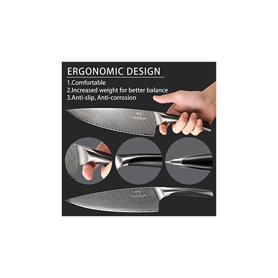 Damascus-Kitchen-Knife-Set-NANFANG-BROTHERS-6-Piece-Damascus-Steel-VG10-Kitchen-Knife-Set-with-Wood-Magnetic-Knife-Holder-Block-Professional-Chefs-Knife-with-Sharp-Blades-and-ABS-Ergonomic-Handle Damascus Kitchen Knife Set, NANFANG BROTHERS 6-Piece Damascus Steel VG10 Kitchen Knife Set with Wood Magnetic Knife Holder Block Professional Chef's Knife with Sharp Blades and ABS Ergonomic Handle