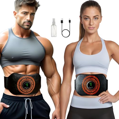 LEMENG Electroestimulador Muscular, EMS Abdominales Cinturón, Estimulador Muscular Abdominales, Masajeador Eléctrico Cinturón con USB Recargable, Ejercitador del Abdomen/Brazo/Piernas/Cintura