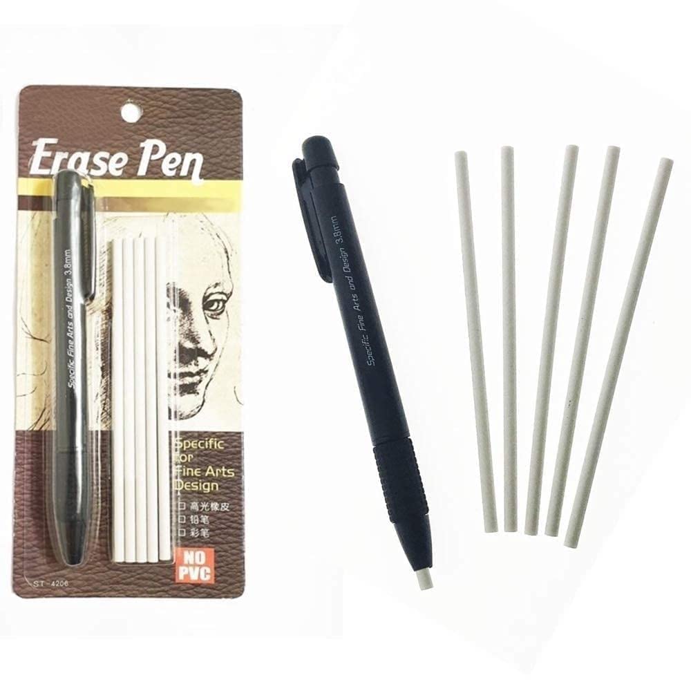 deziine�Eraser Pen Mechanical Refillable Erase Pen with 5 Eraser Refills for Fine Artwork Sketching Drawing Arts Graphics Designs,Black-picture-29