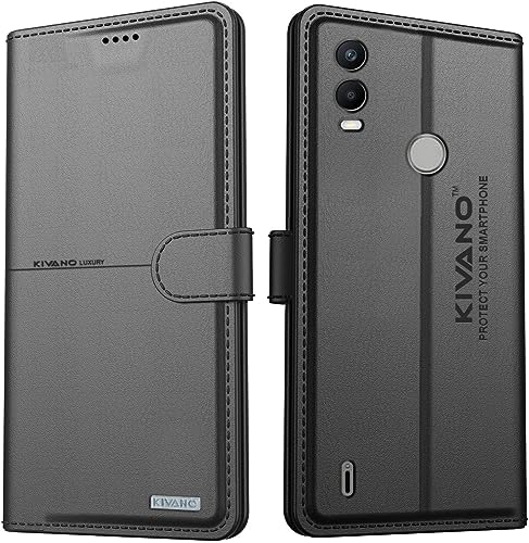 Image of Compatible with Nokia C21 Plus Flip Cover | Leather Finish | Inside Pockets & Inbuilt Stand | Shockproof Wallet Style Magnetic Closure Back Cover Case