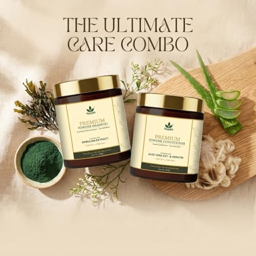 Image of Havintha Premium Powder-Based Shampoo & Conditioner Duo 200g Each | Complete Hair Care Combo for Anti Hair Fall, Anti Dandruff, Frizz Control & 72 Hrs Moisture Lock | Spirulina-Based Herbal Shampoo + Keratin-Based Conditioner with Shikakai, Aloe Vera & Methi