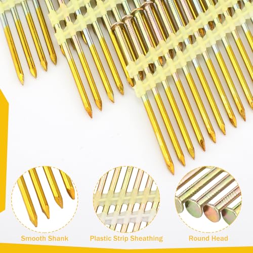 Pasimy PASIMY-GALVANIZED-11 1000 Per Box Framing Nails 21 Eg Degree Smooth Shank Plastic Collated Nails Galvanized Full Round Head Framing Nails thumb #2