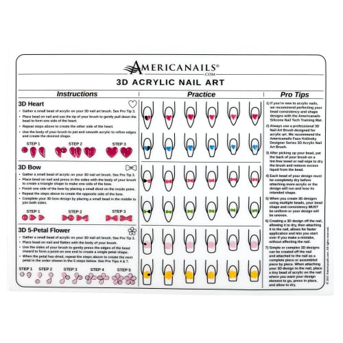 Americanails 3D Acrylic Nail Art Training Mat - Silicone Trainer ...