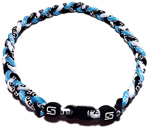 Sport Ropes 3 Rope Titanium Necklace (Light Blue/Black/White, 22")