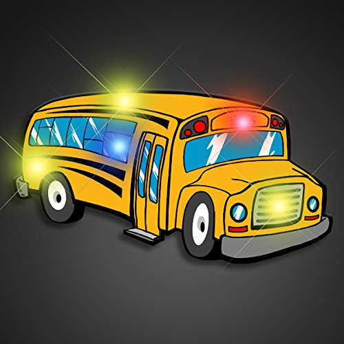 Light Up School Bus Flashing Blinking LED Body Light Lapel Pins (5-Pack)2