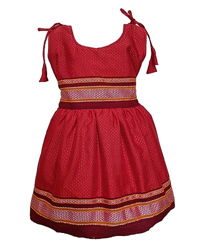 Girl's Indian Traditional Ethnic Wear Reshim Cotton Khan Knot Frock