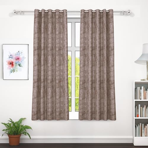 Image of Curtain Window - Raga 5 Feet Curtains for Windows Home Curtains for Living Room |Texture| Mudy Brown | Polyester, Pack of 10