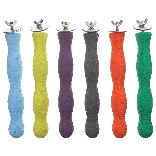 POPETPOP 20cm Wood Nail Grinding Perch Bird Cage Accessory Fun Engaging for Your Pet Birds Random Color