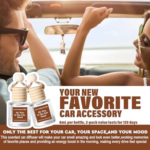 Image of C Classy Hanging Car Air Freshener 2 Pack, M.y W.ay & The One Hotel Essential Oil Diffuser, Long-Lasting Fragrance, Cute Glass Bottle Car Accessories for Women & Men, Made in USA
