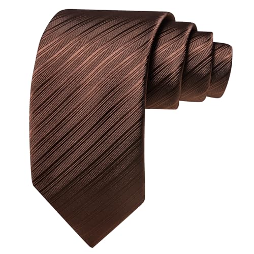Image of Barry.Wang Solid Striped Tie for Men Silk Necktie Pocket Square Cufflinks Formal Wedding Party Business