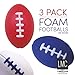 LMC Products 3 Pack of Mini Foam Footballs for Kids - Small, Tiny Football 4.75