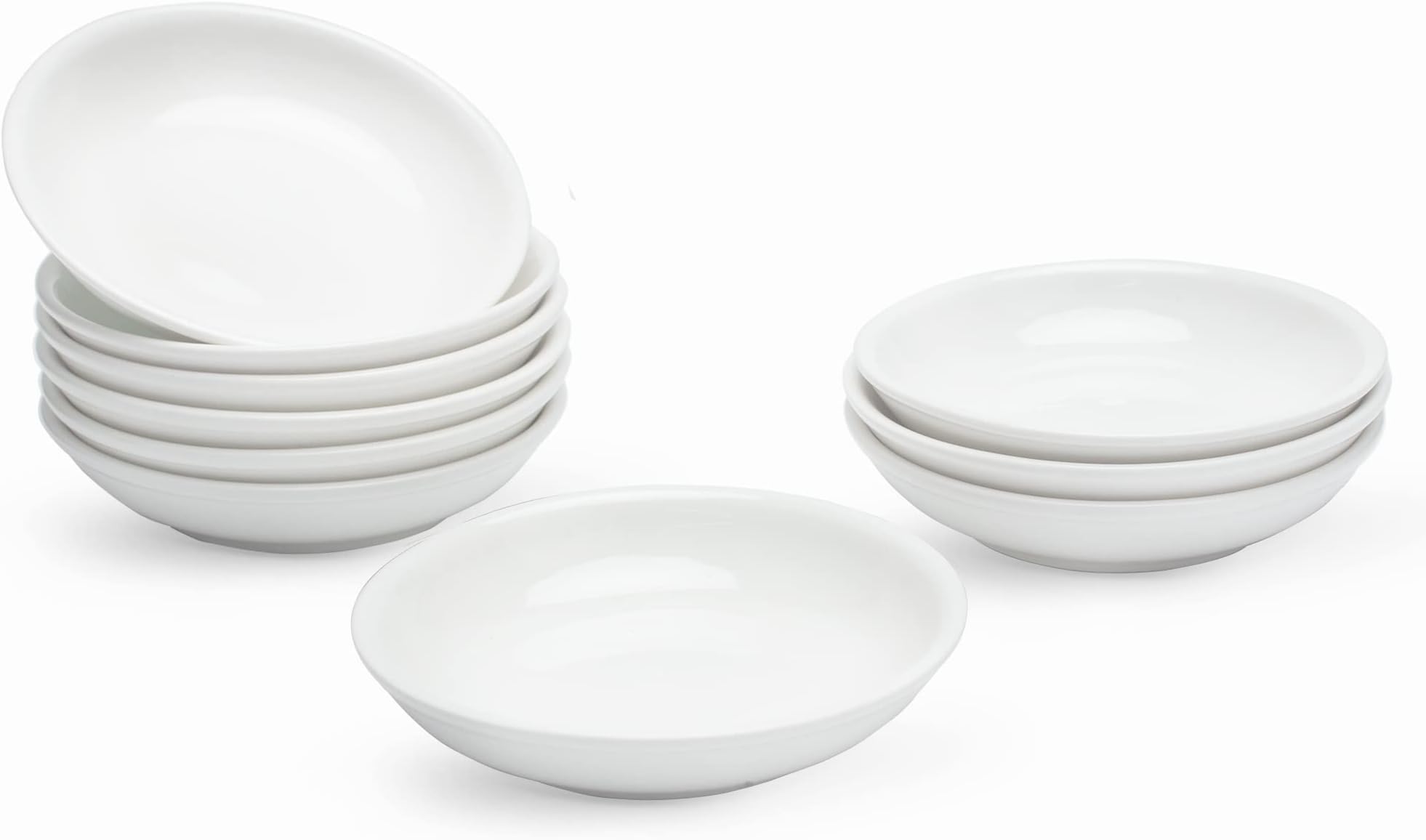UIBFCWN 10 Pack Soy Sauce Dishes, 3 oz Ceramic Dipping Bowls, 4 Inch Small Pinch Bowls, Mini Serving Bowls for Side Dishes, Porcelain Dipping Sauce Cups for BBQ Condiment Sushi Ketchup Dinner