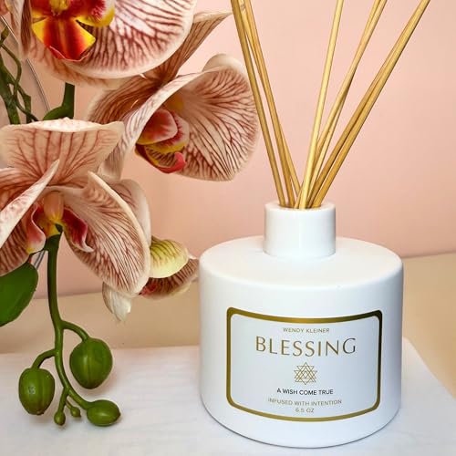 Image of Blessing Scented Reed Diffuser Phthalate-Free 6.5 oz | White Tea, Sage & Eucalyptus | A Wish Come True | Cleansing Aromatherapy Home Fragrance