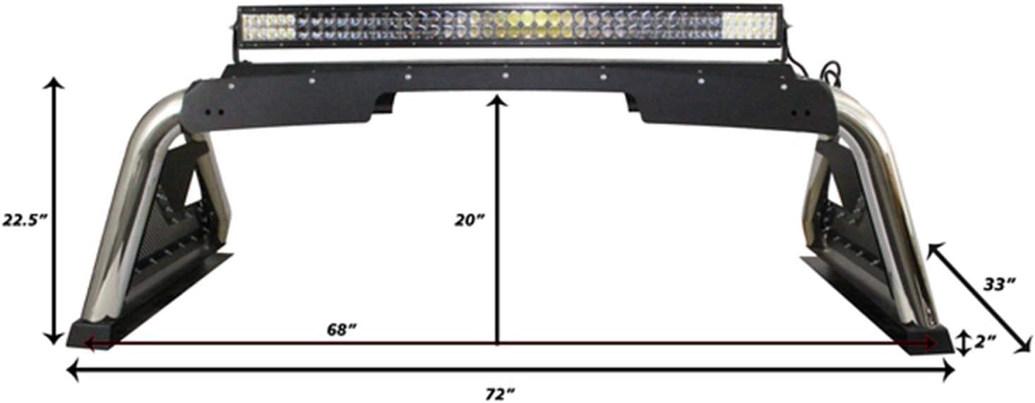 Go Rhino Sport Bar 2.0 w/Power Actuated Retractable Light Mount | Stainless Steel, Polished | 911600PS | Fits 2015-2024 Ford F-150 & Other Full Size Trucks (See Description)