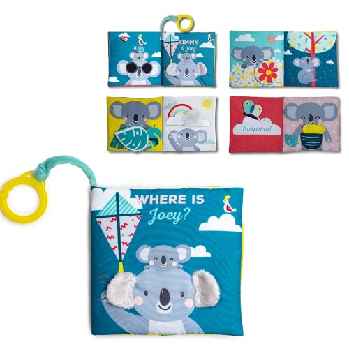Image of Baby Steps Where is Joey Newborn Baby Peek-a-Boo Crinkle Cloth Book Sensory Toys with Teether StrollerToys Crib Toys Gift for Babies Toddlers Infants