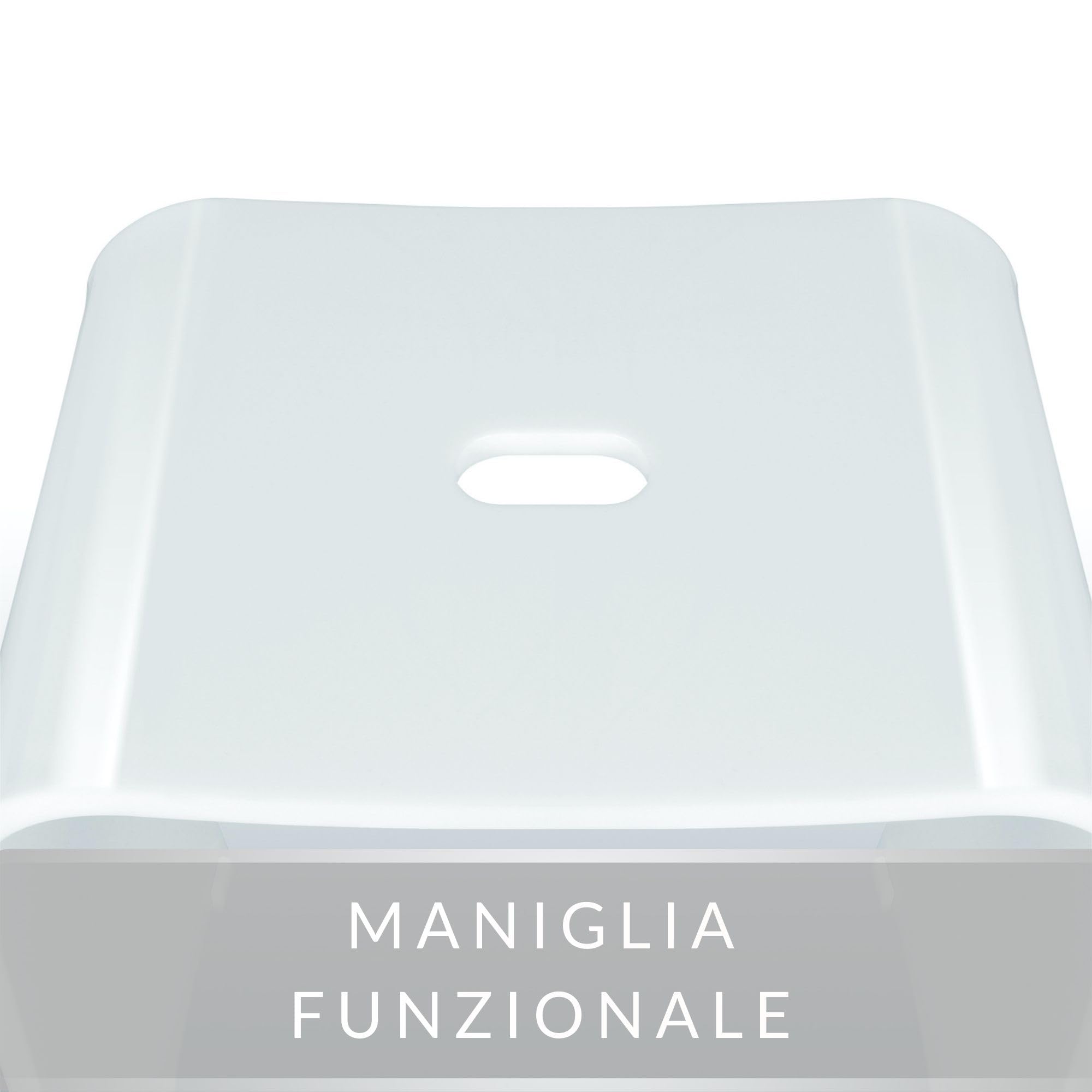 Meran Sgabello da Bagno – Sgabello per Doccia in Acrilico Bianco con Maniglia, Seduta Ergonomica, Piedini Antiscivolo e Design Moderno (Portata 180 kg)