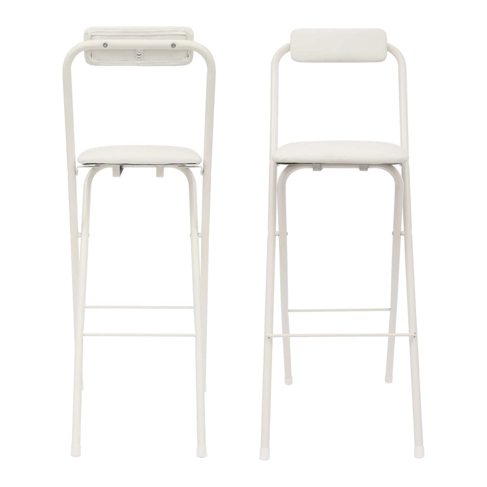 Lot de 2 tabourets de bar portables pliables - Chaise haute pliable avec dossier - Tabouret pliable rembourré - Pour bar, café, camping, capacité de charge : 125 kg
