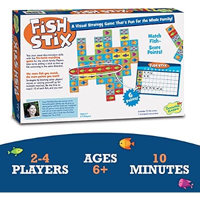 Peaceable Kingdom Fish Stix Award-Winning Strategy Board Game for Kids Ages 6+ Color & Pattern Matching Family Game Night Cooperative Game 2-4 Players Educational Gift for Boys & Girls