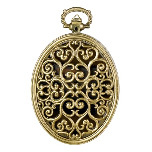 Reloj de pared ovalado pequeño vintage dorado silencioso analógico miniatura 6