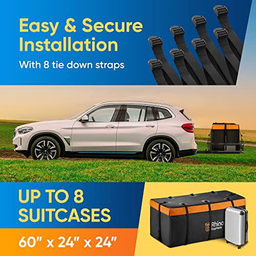 Bagmate 20Ft³ Waterproof Hitch Cargo Carrier Bag, Durable Pvc Tarpaulin Hitch Mount Cargo Carrier Cargo Box W/A Bonus Lock, Heavy-Duty Straps & Buckles, Easy To Install Vehicle Cargo Carriers #TOP6