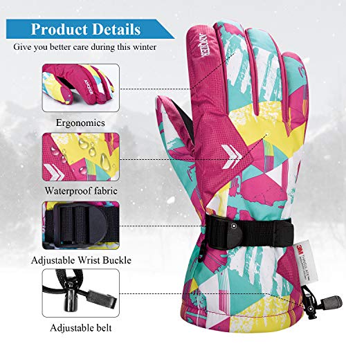 image for Anqier Ski Gloves,Waterproof Winter Gloves Snowboard Gloves 3M Thinsul