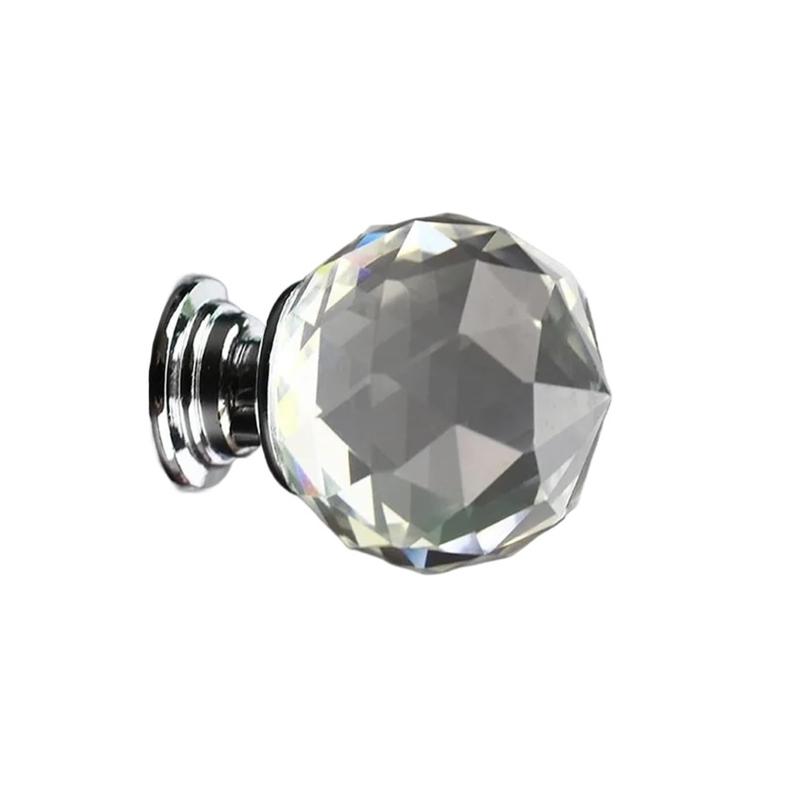 ORWXLIUDI 20/30/40/50mm Transparent Crystal Glass Knob Wardrobe Handle Hardware(Silver Base,Dia.20mm)