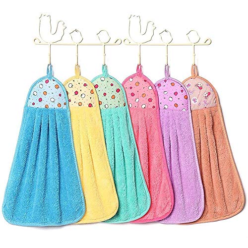 Tong Yue Handtücher, bunte helle Farben, weicher Samt, für Küche, Badezimmer, zum Aufhängen, 4u00a0Stück