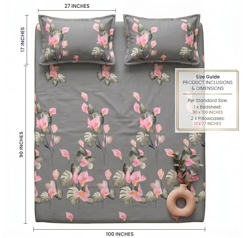 Image of HOMEKART 210 TC Premium Cotton Double Bed Bedsheet with 2 Pillow Covers | Double Bed Sheet Set | Soft, Breathable, Skin Friendly, Wrinkle Resistant & Fade Resistant |228 x 254 cm | Bedding for Home