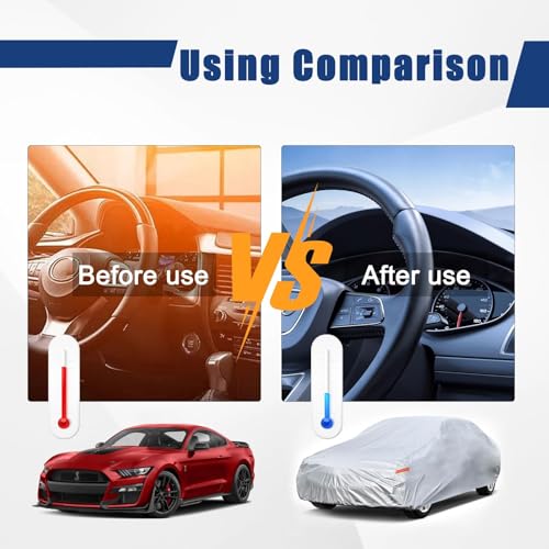 Image of Kayme 6 Layers Car Cover Custom fit for Ford Mustang /Shelby (1964-2025) Waterproof All Weather for Automobiles, Outdoor Full Cover Rain Sun UV Protection.Silver