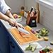 Cutting Boards,Large Bamboo Chopping Board, Built-In 3 Compartments And Juice Grooves, Charcuterie Board for Kitchen Counter Meat (Butcher Block) Cheese, Vegetables,Bread (17 x 12.6