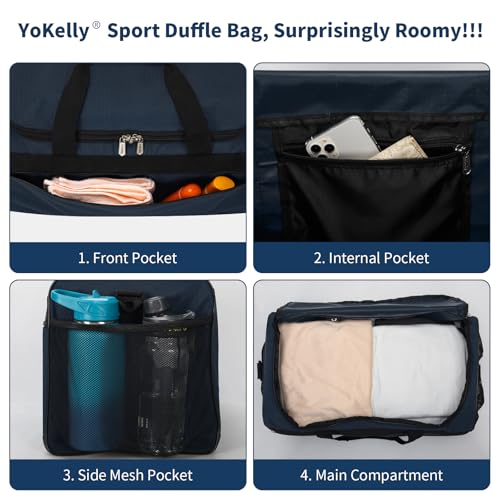 Image of 40L Gym Bag for Men, Navy Blue | 20 inch, Sport Duffle Bag, Weekender, Travel