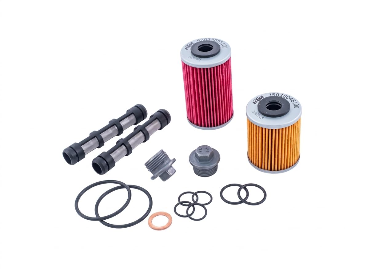 KTM Husqvarna Ölfilterkit Filterset OEM 75038046110 690 SMC R 2012 bis 2024 690 Duke/R 2012 bis 2020 690 Enduro R 2012-2024 701 Supermoto & Enduro bis 2024 Svartpilen + Vitpilen 701 bis 2020