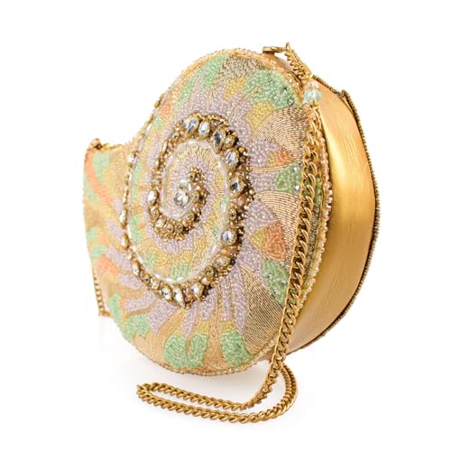 Mary Frances Down By the Sea Beaded Crossbody Handbag Shell Evening Bag with Removable Chain Strap, Multicolor4