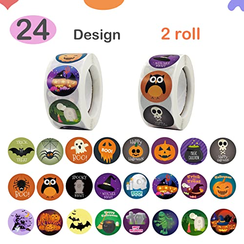 Halloween Stickers For Kids, Naitmsad 1000 Pcs Halloween Pumpkin Bat Witch Spider Stickers Roll, 24 Vibrant Colors And Designs, Halloween Character Party Favors Supplies Stickers Party Decorations #TOP1