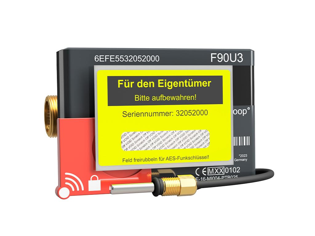 Ultraschall-Funk-Wärmezähler F90U3 Qp1,5 DN15mm Baulänge 110mm 3/4 Zoll Anschlussgewinde, abnehmbare Anzeigeeinheit inkl. Funk OMS 868 MHz und AES-Schlüssel Eichung 2026 gültig bis 2032