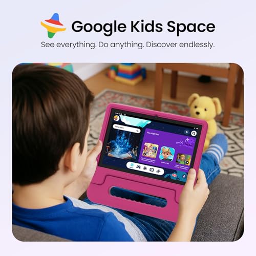 Image of ApoloSignage 2026 Android 16 Kids Tablet, 10 Inch HD Display, 8GB RAM, 64GB ROM (Expandable to 1TB), with Kids Space, Parental Controls, Long-Lasting Battery (Pink)