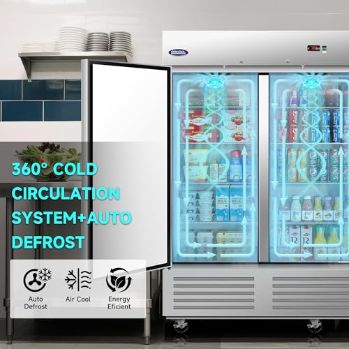 Image of Commercial Refrigerator with Solid Door Reach-In Refrigerators Stainless Steel ETL Approved Upright Fridge Storage (72 Cu.ft（33~40℉）)