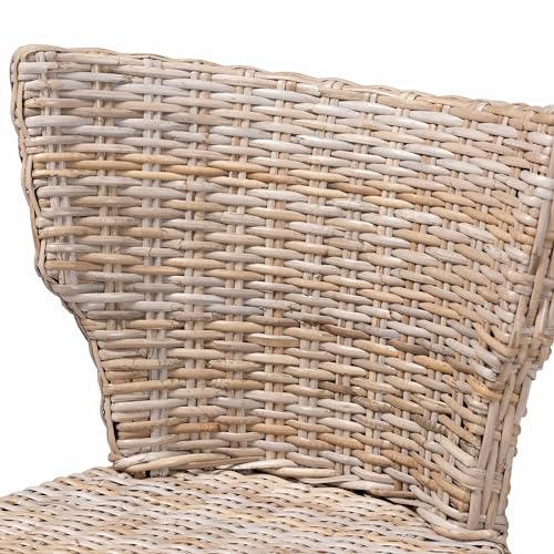 Butaco moderno bohemio Bali & Pari Enver de ratán kubu gris y madera de caoba miniatura 7