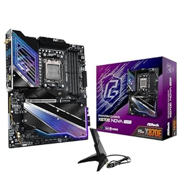 ASRock Phantom Gaming X870E Nova WiFi Socket AM5 AMD Ryzen X870 DDR5 DIMMs 8200 MHz 256 GB ATX Placa-mãe USB4