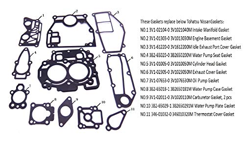 Image of Boat Motor 3V1-87121-0 3V1871210M Complete Cylinder Power Head Powerhead Gasket Set Kit for Tohatsu for Nissan / 5041395 05041395 for Evinrude Johnson OMC BRP 8HP 9.8HP 9.9HP 4-Stroke NSF MFS8 MFS9.8