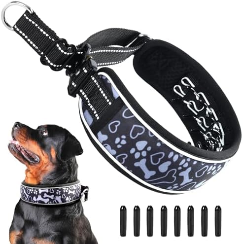 No Pull Dog Training Collar - Adjustable Martingale Slip Collar with Heavy Duty Metal Buckle & Reflective Widened Nylon for Small Medium Large Dogs - Use for Walking, Hunting & Training,M