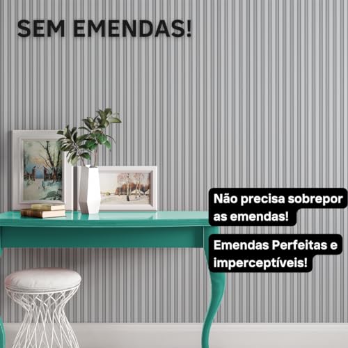 Papel de Parede Adesivo Madeira Ripada Tons de Cinza Lavável