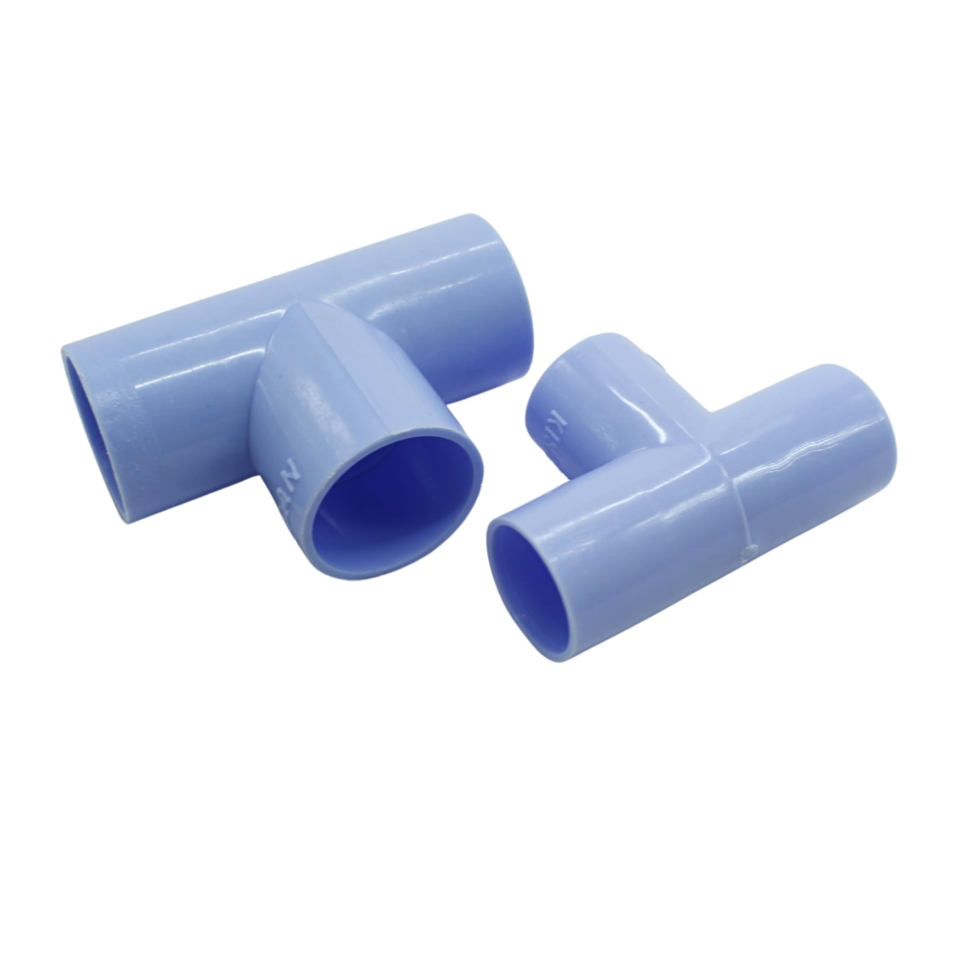 PVC T-Joint Conduit Connectors, 25mm / 1" and 19mm / 3/4", Pack of 24, Light Blue