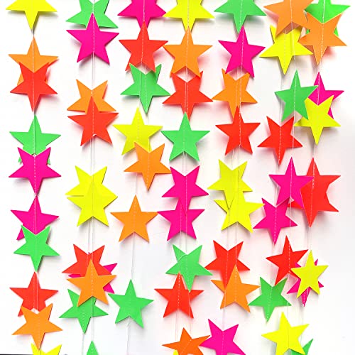 Welittcon PG-20220224 110Feet Uv Star Paper Neon Garland Neon Streamers Black Light Neon Decorations thumb #1