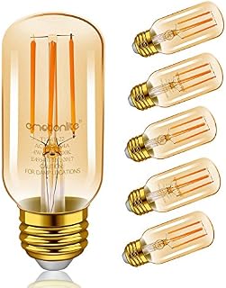 Emotionlite LED Light Bulbs, E26 Dimmable Vintage Edison Tubular Bulb, 40W Equivalent, Amber