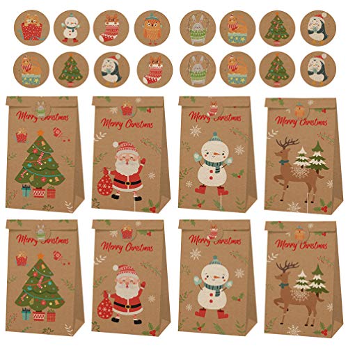 Amosfun 24 peças/1 conjunto de sacos de doces de Natal sacos de presente, lembrancinhas de festa, Na