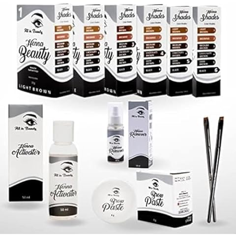 All in Beauty Henna Starter Eyebrow Coloring Kit, Eyebrows Henna Bundle for Brow Coloring, Vegan, Made from Natural and Harmless Ingredients, Tint your Brows, Long Lasting and Waterproof Cover