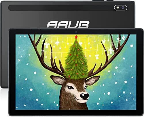 AAUB Tablet Android 10 Inch with 32GB Storage, 1280×800 HD Touchscreen, Dual Camera 2MP + 8MP, Long-Lasting Battery, WiFi & Bluetooth, Easy to Operate Support Microsoft Office Software Black