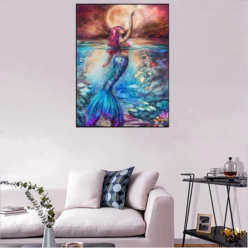 5D Corallina Sirena Diamond Painting kit, Pittura Diamante Fai Da Te Mosaico kit, Strass Ricamo Cristallo Arte, Diamante Pittura con Numeri per Adulti, Decorazione Parete Dono Perfetto 30x45cm YG-1856